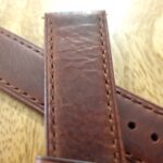 Pialba Brown Leather Watch Strap closeup of cowhide grain