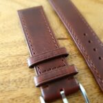 Pialba Brown Leather Watch Strap close up of grain