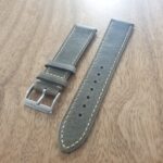 Pialba Vintage Green Leather watch strap with off white edge stitching