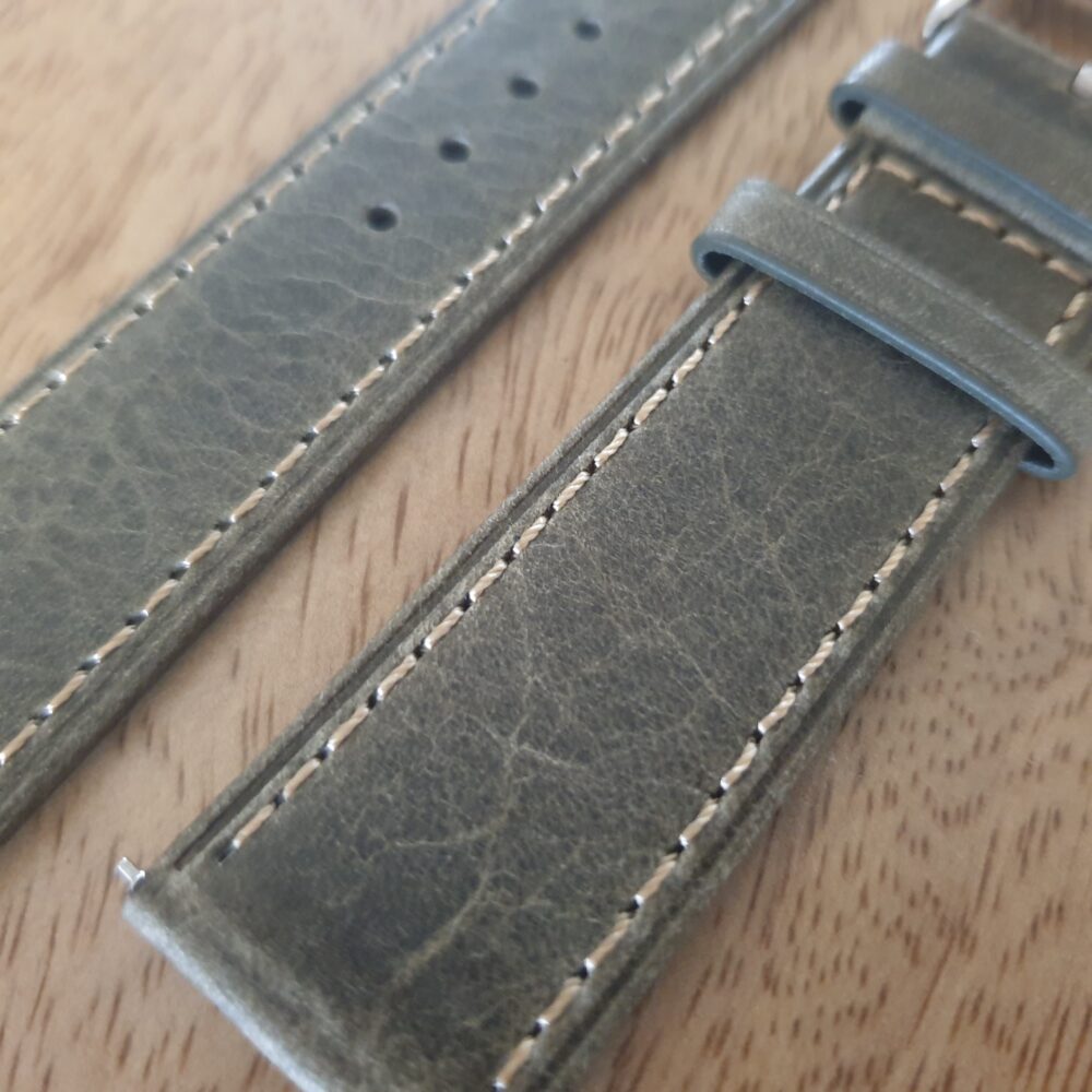 green leather watch strap with quick release