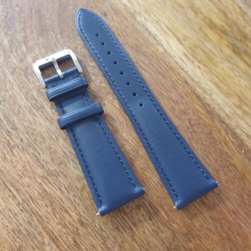 Coolum Plain Blue Leather Watch Band