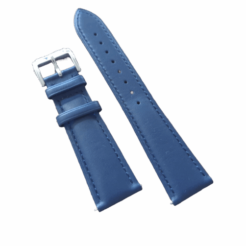 blue leather watch strap with quick release spring bar pins