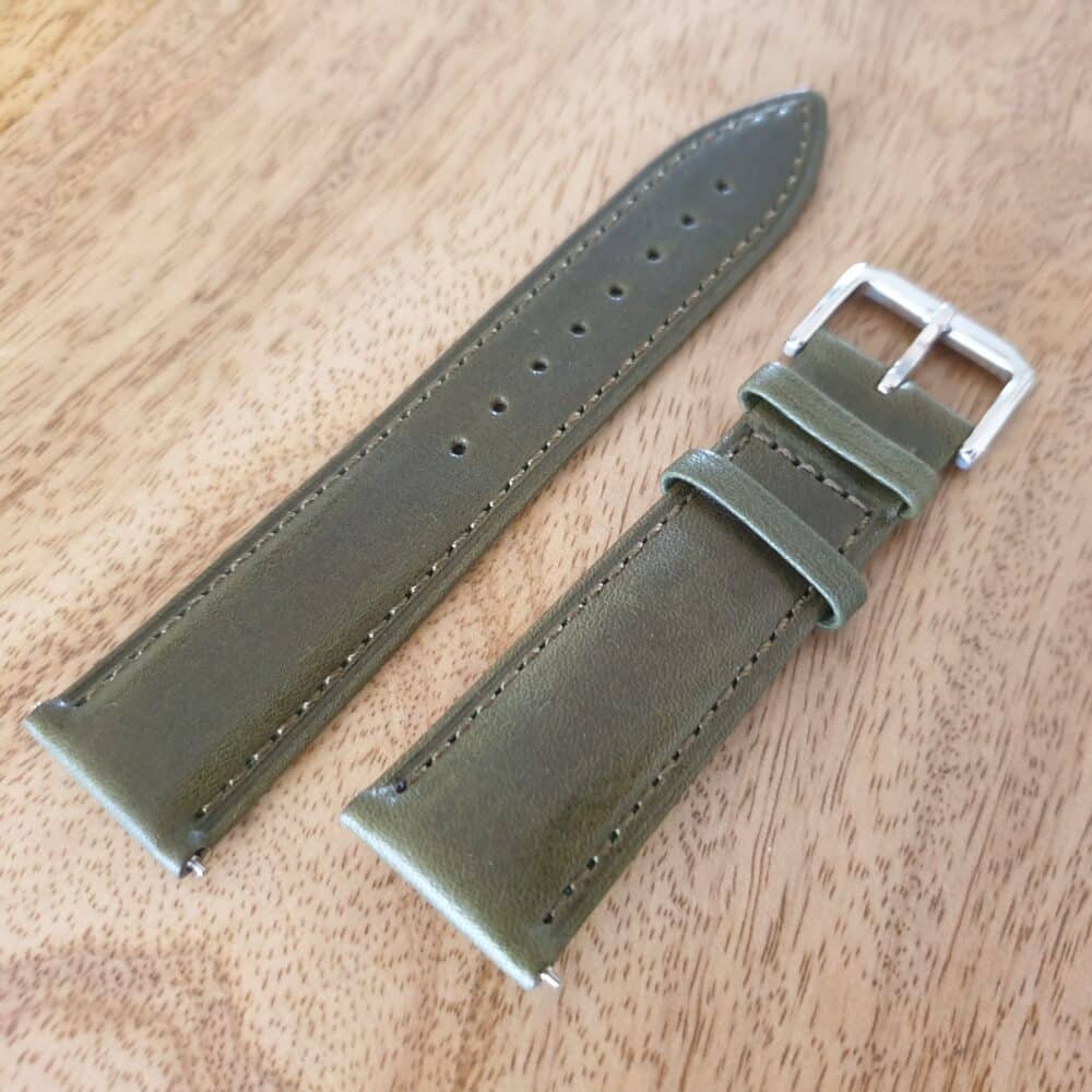 Coolum Plain Green Leather Watch Band