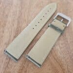 Plain Green leather watch band underside shows quick release