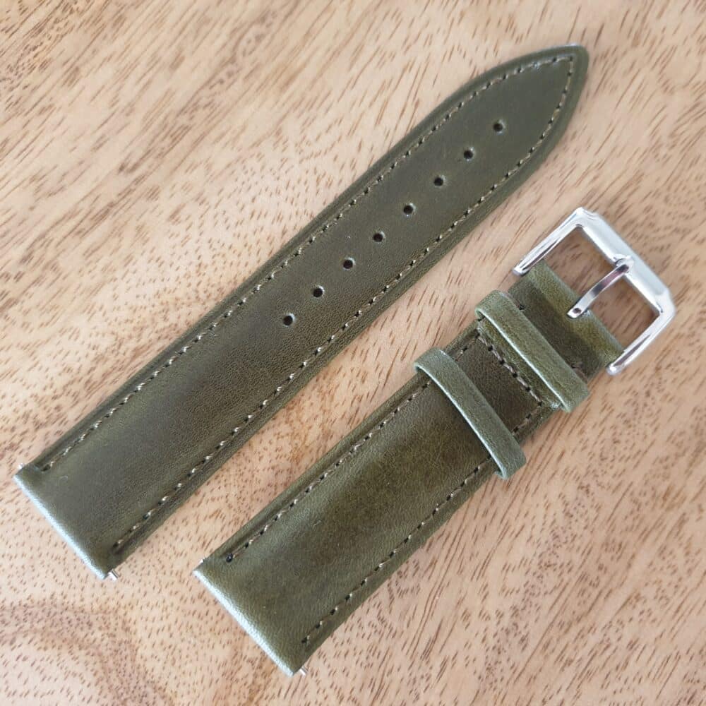 Plain Green Leather Watch Strap