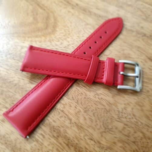 red leather watch strap plain grain