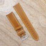 Eudlo Leather Watch Strap Tan with White Edge Stitching