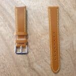 Eudlo Leather Watch Strap Tan with White Edge Stitching
