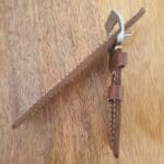 Handmade leather watch strap side on view showing top grain leather