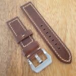 Handmade top grain leather watch strap underside