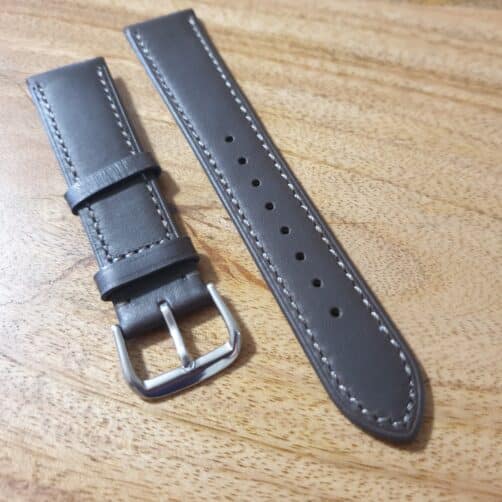 Eudlo Dark Brown/White Stitching leather watch strap