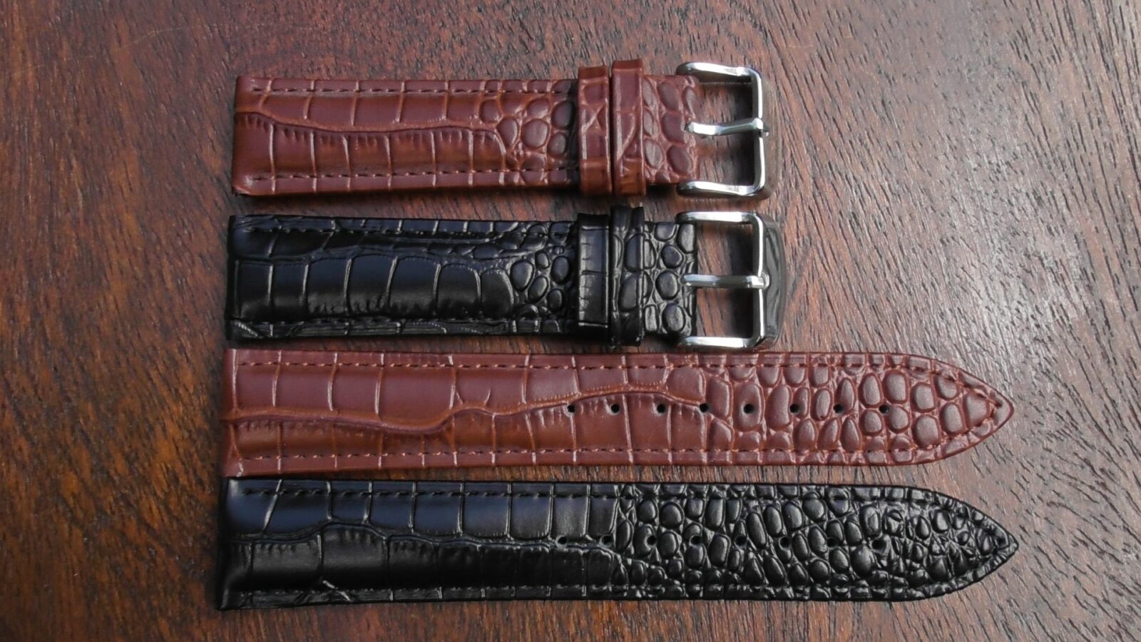 crocodile alligator pattern leather watch strap