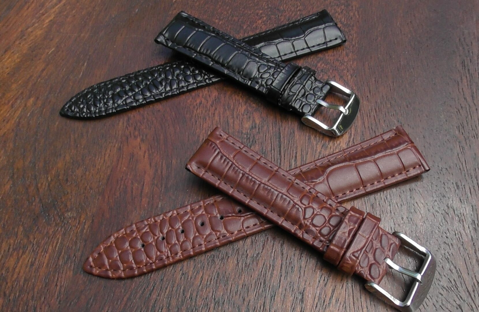 Alligator Patterned Leather Watch Strap 