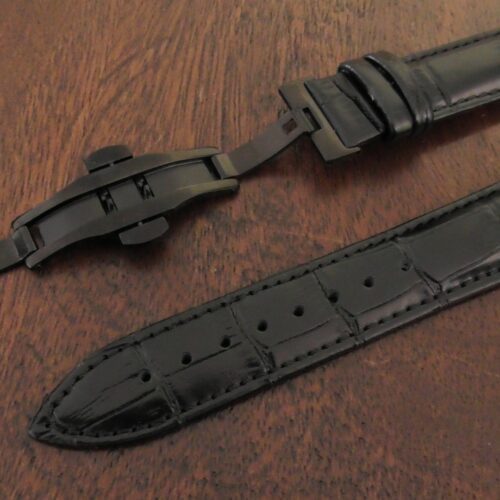 'MALENY' Black Leather Watch Strap