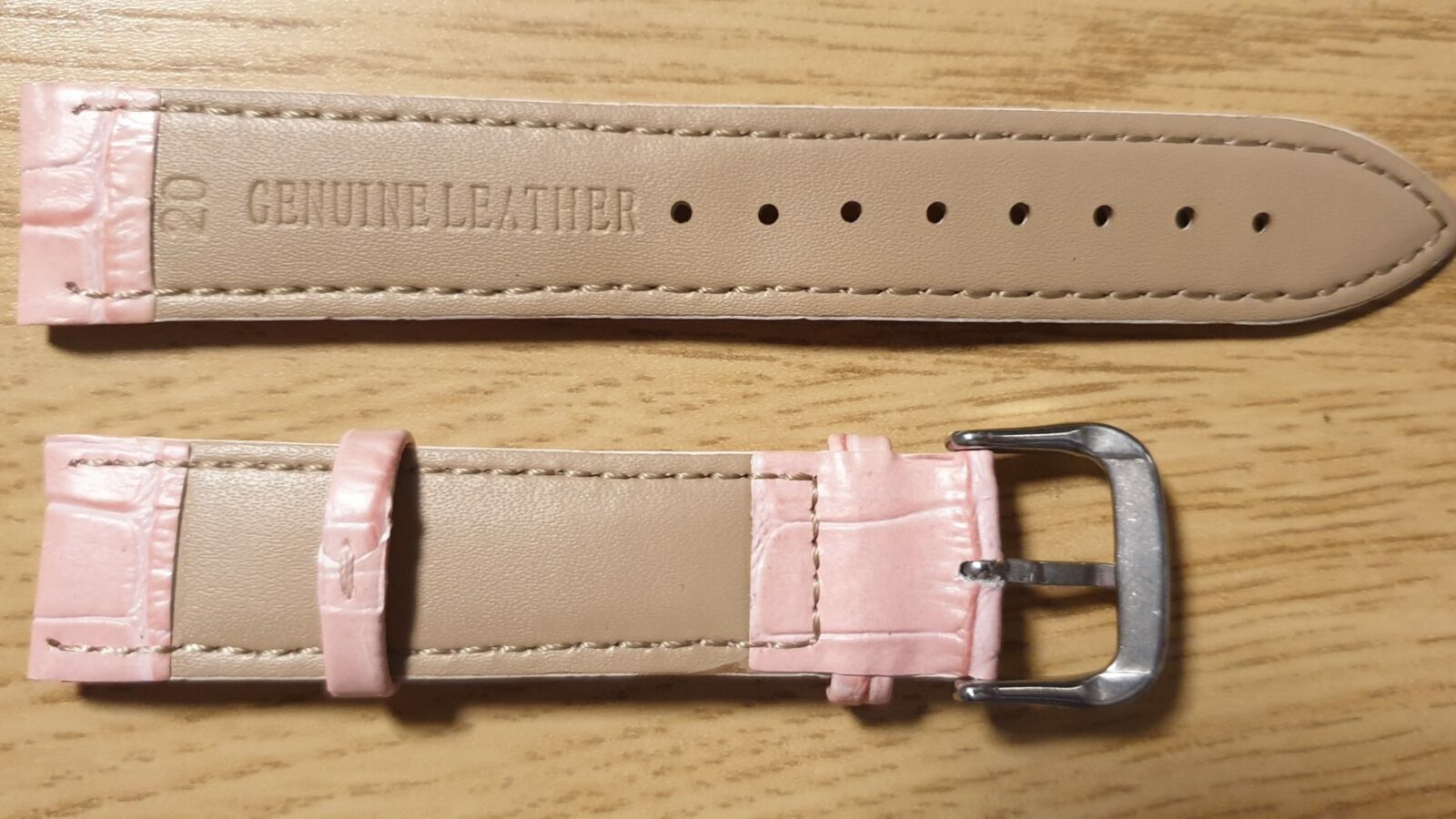Noosa pink leather watch strap front