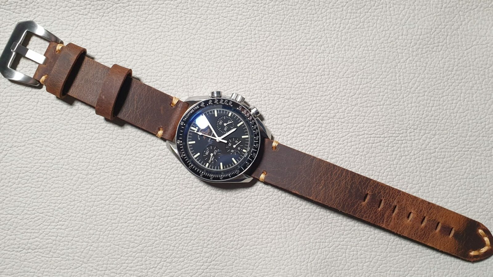 cooroy leather watch band on speedmaster moon watch