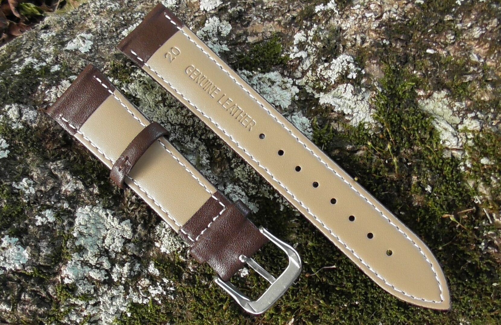 warana soft calf leather strap showing genuine leather stamp