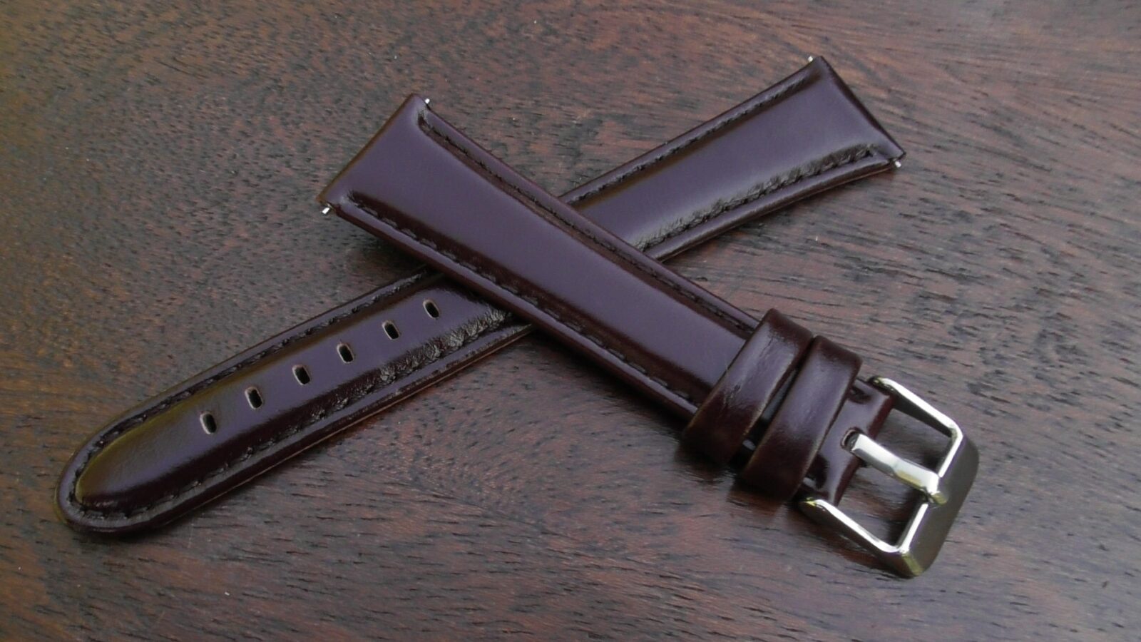 marcoola brown leather gloss watch strap