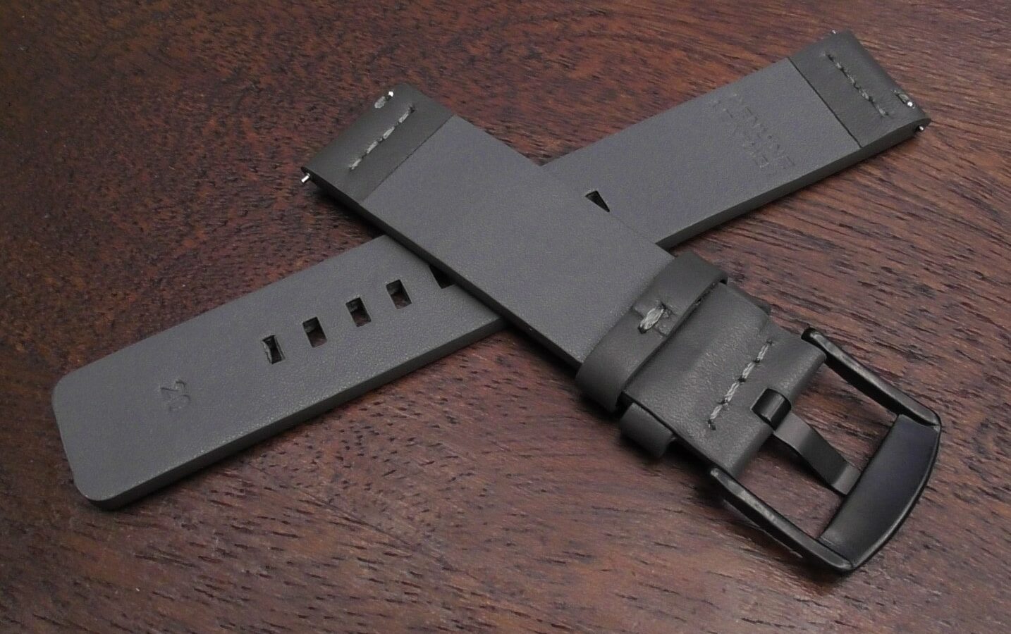 valdora genuine leather flat watch strap grey