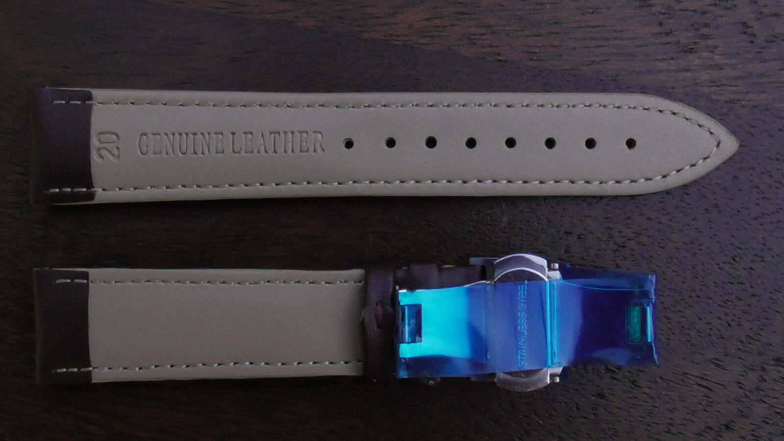 warana brown deployant leather watch strap