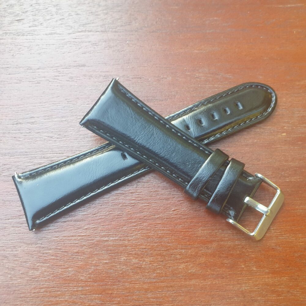 Marcoola Black tapered leather watch strap