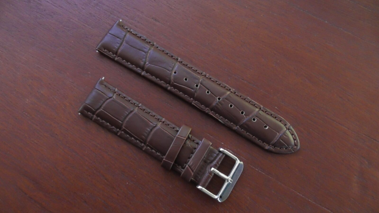 'Eumundi' Vegan Leather Strap Brown Angled