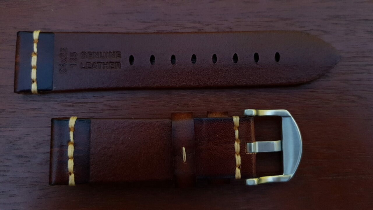 kiamba light brown strap showing rear branding