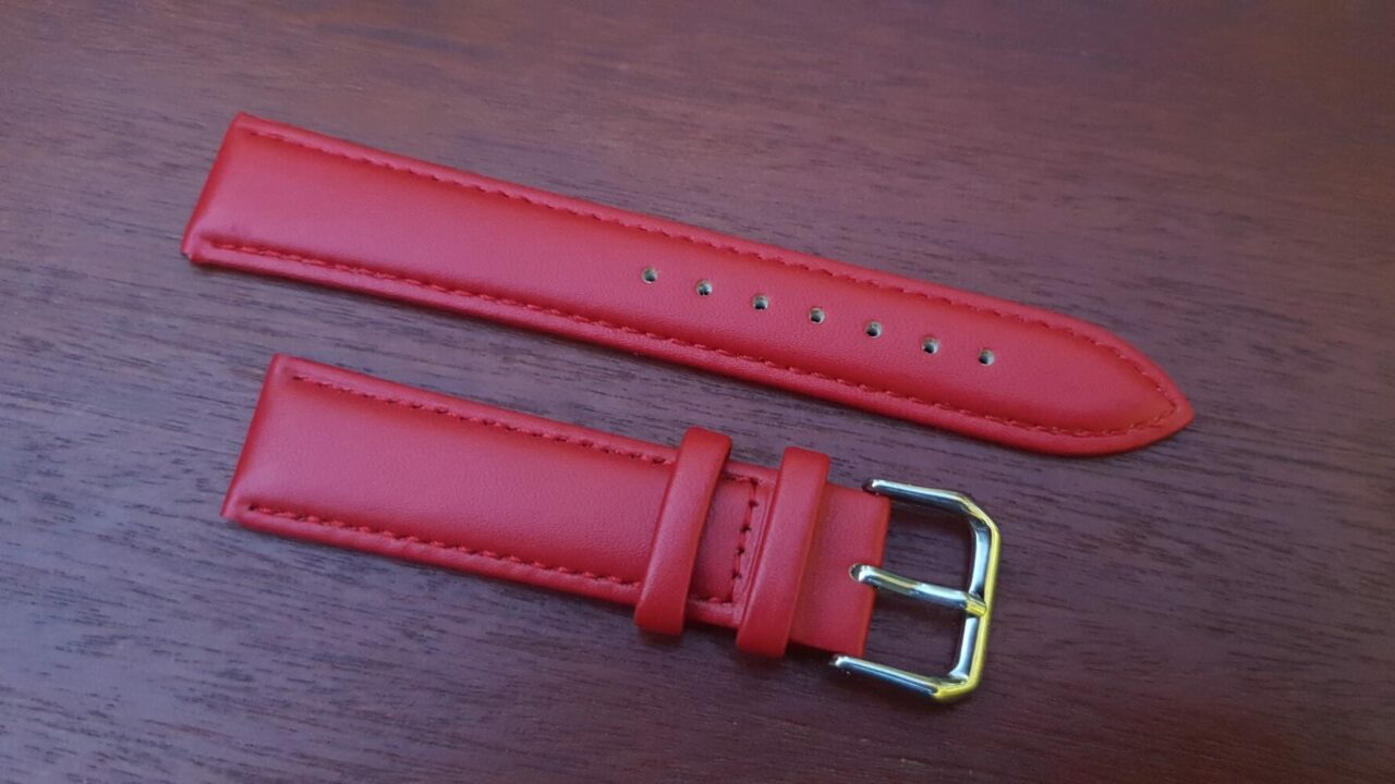 warana red leather watch band