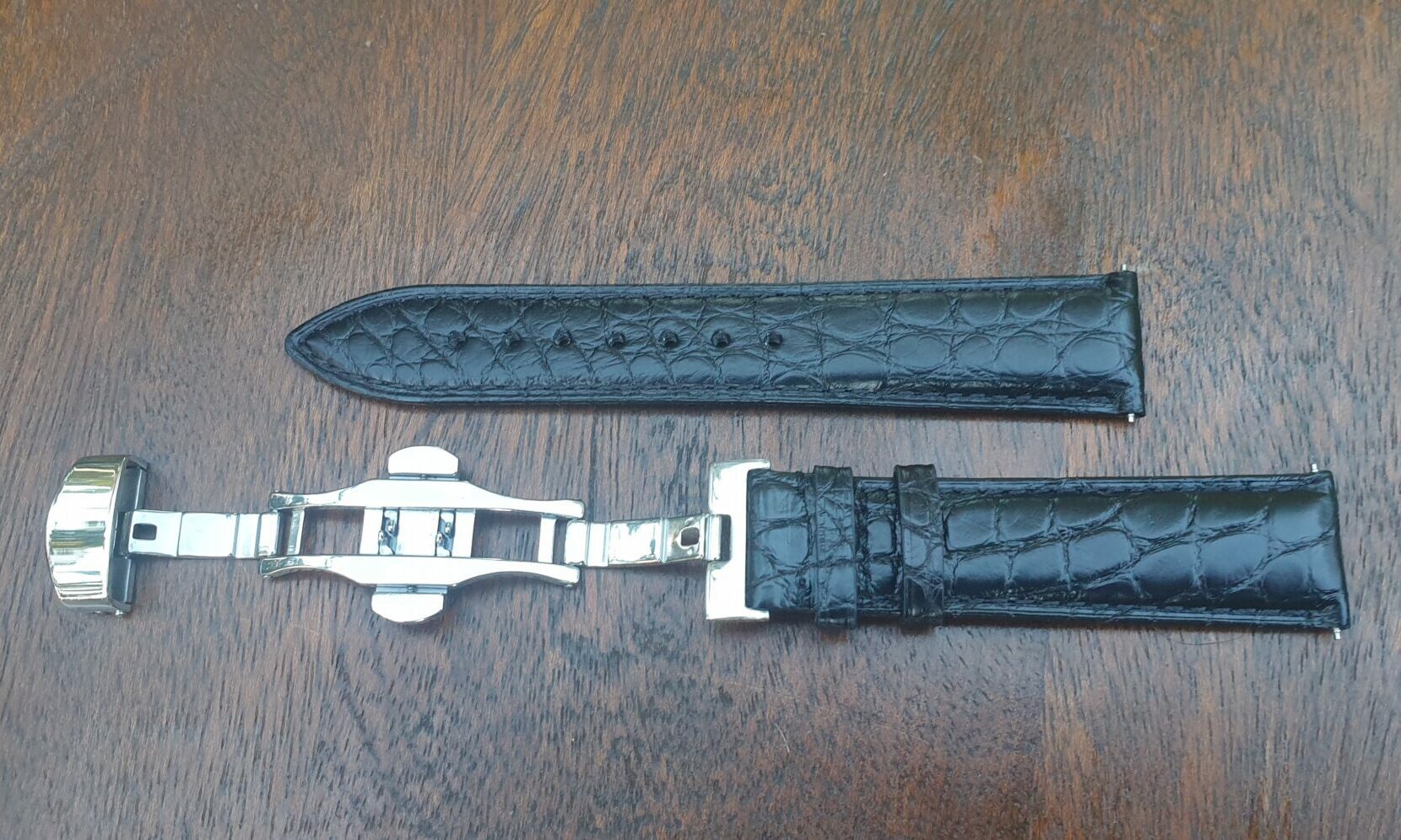 black genuine alligator leather watch strap