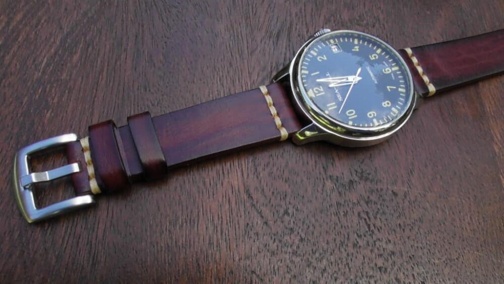 flaxton leather watch strap on seagull big pilot-44mm