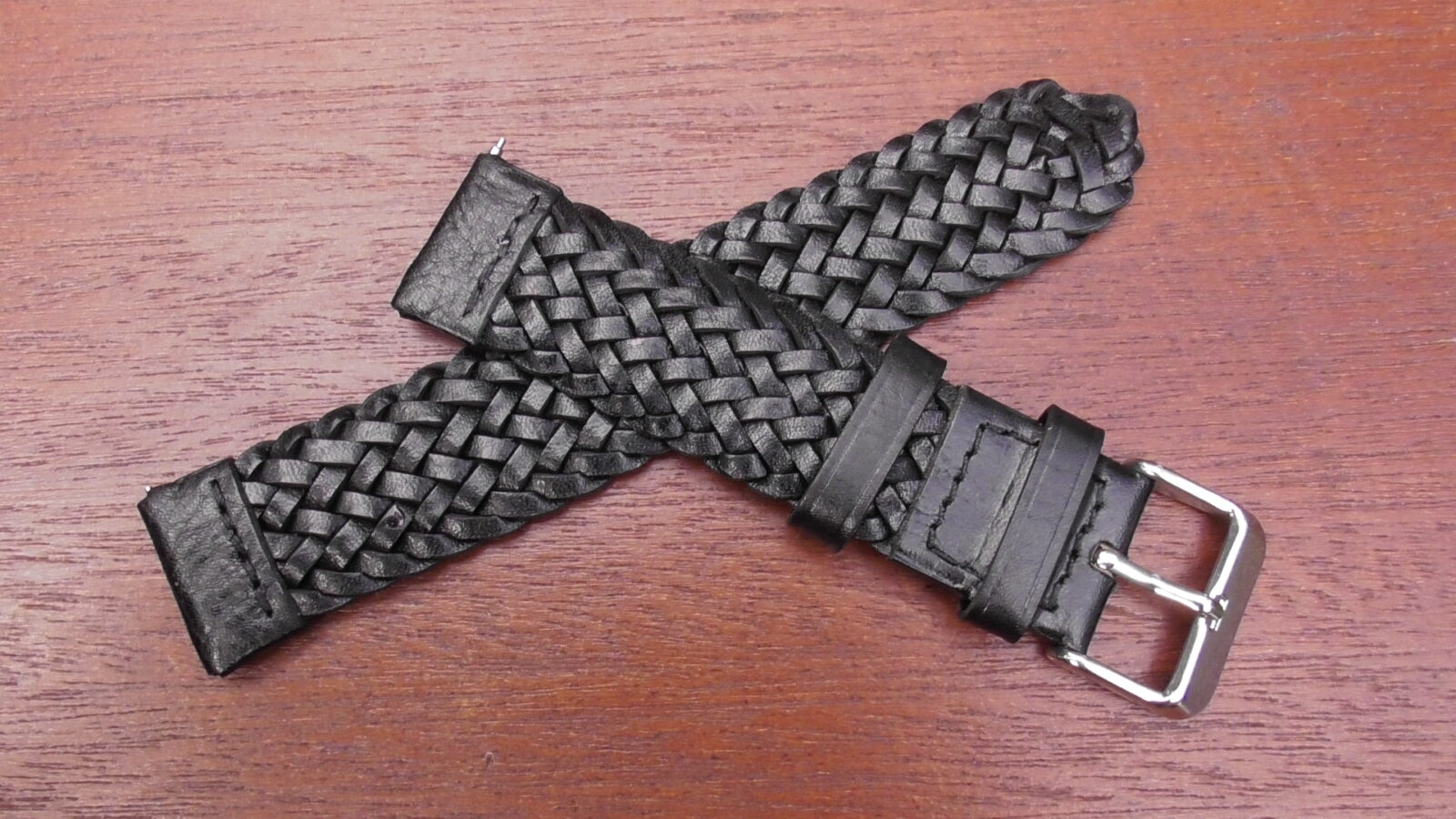 braided watch strap leather crossed