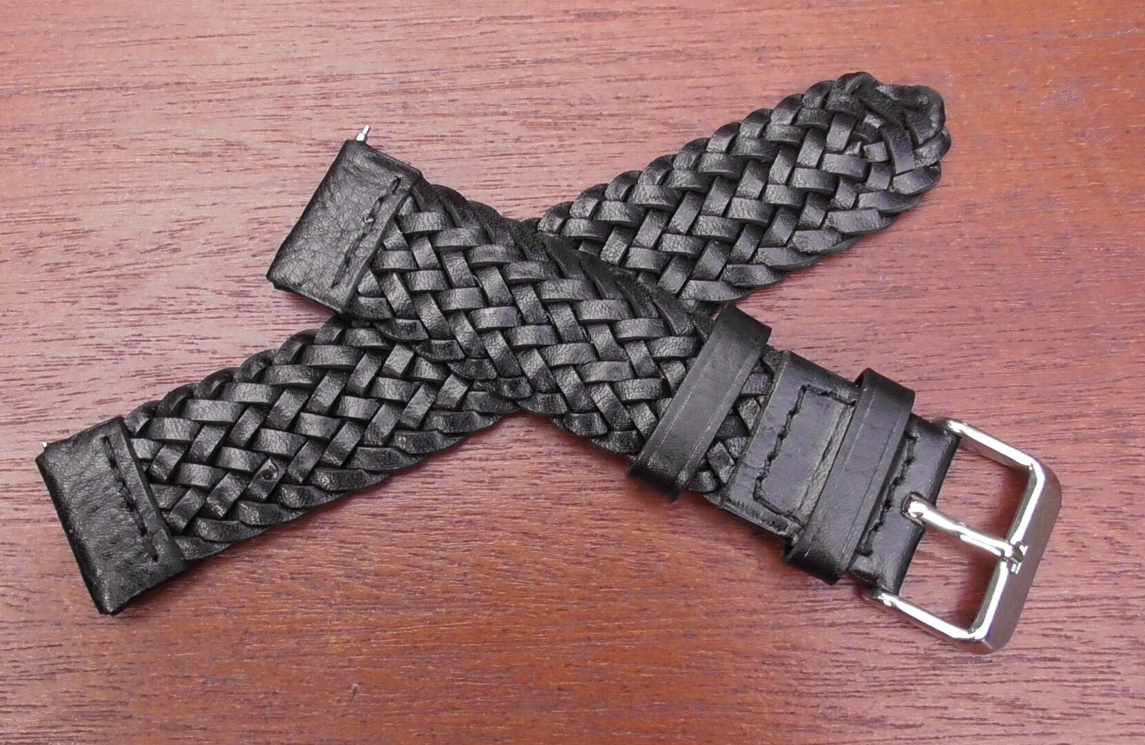 braided watch strap leather crossed