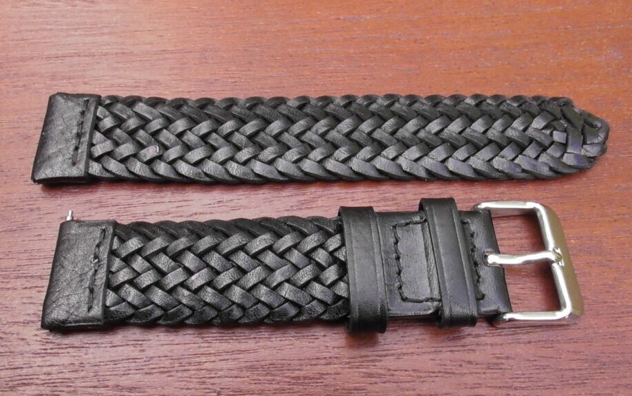 Braided Leather Watch Strap with Quick Release / 20mm 22mm ...