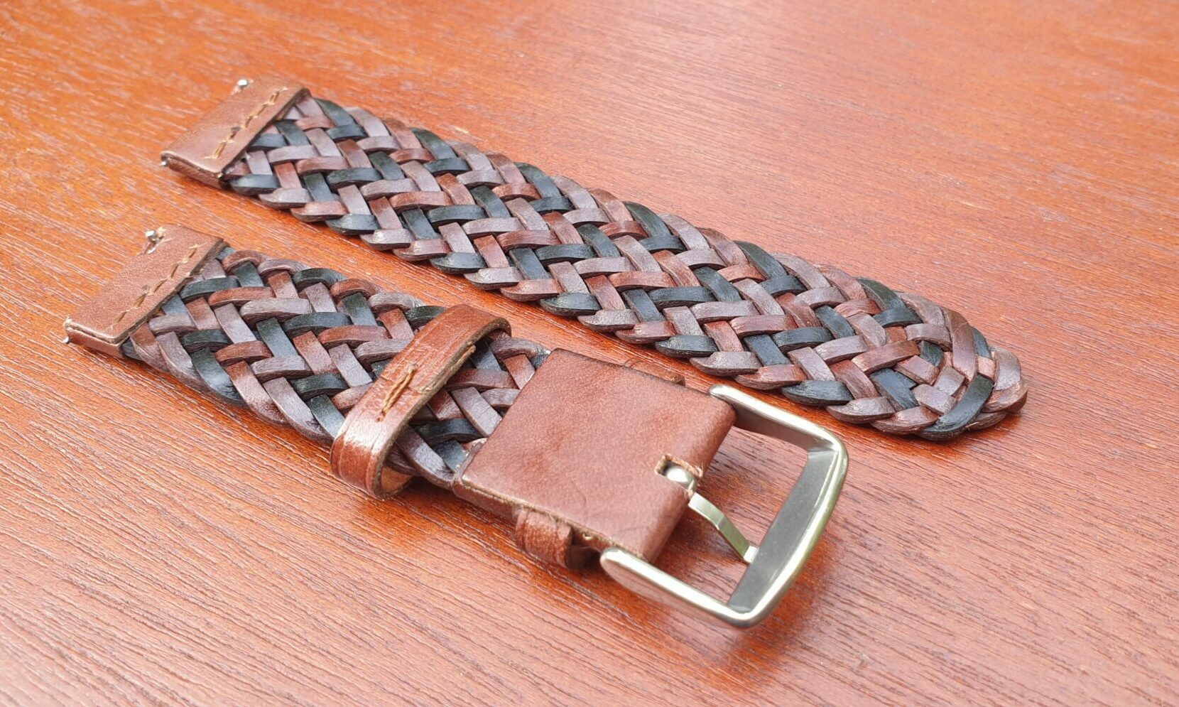 braided leather watch strap multi coloured