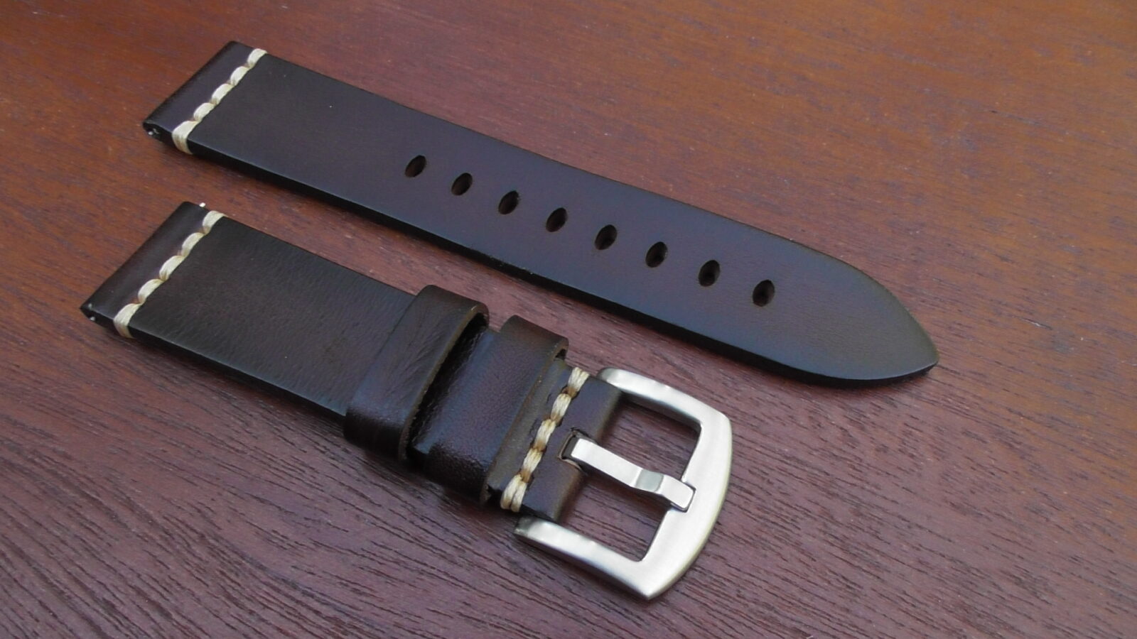 brown italian leather watch band with quick release spring bars