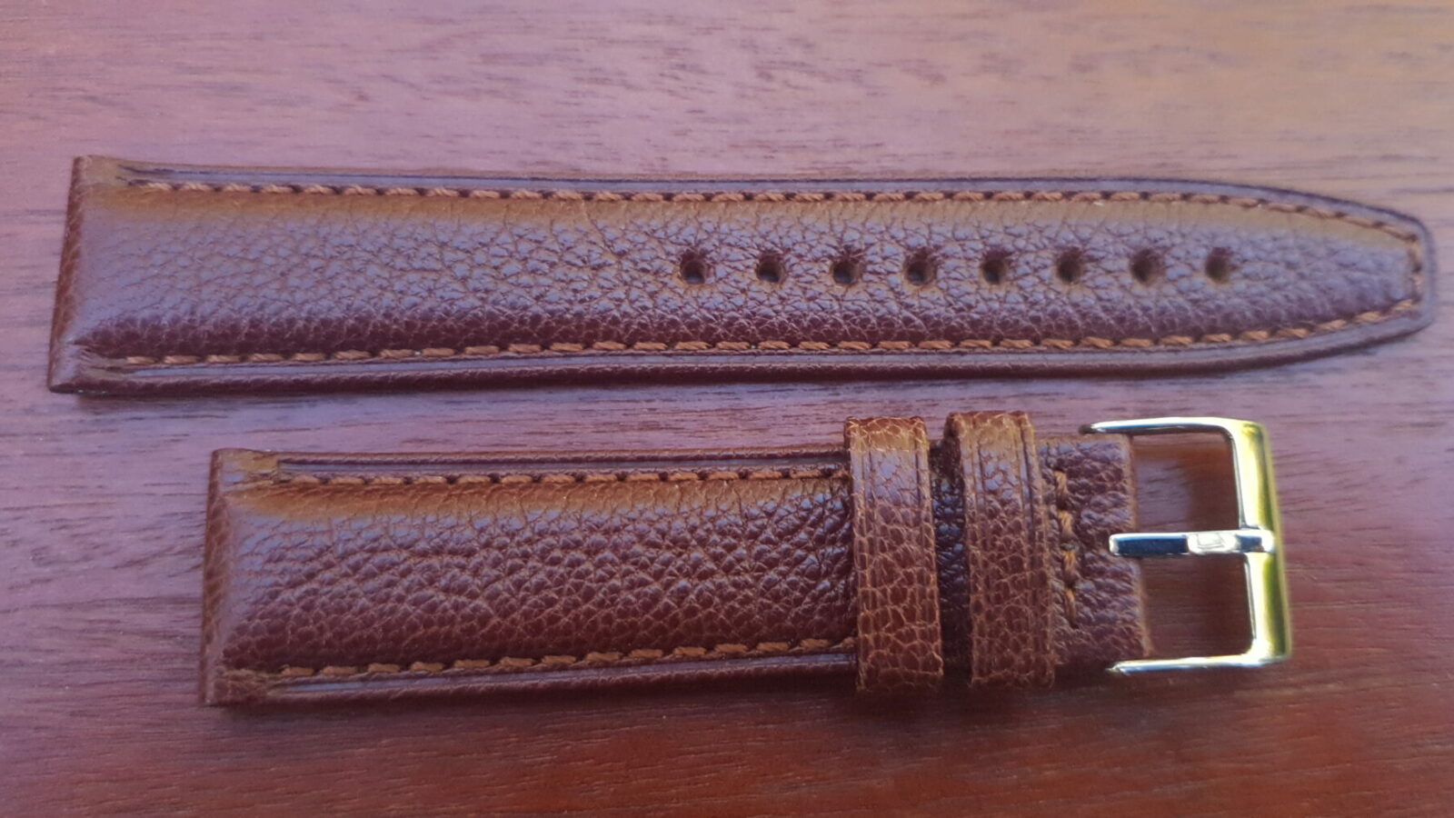 goatskin leather watch strap brown