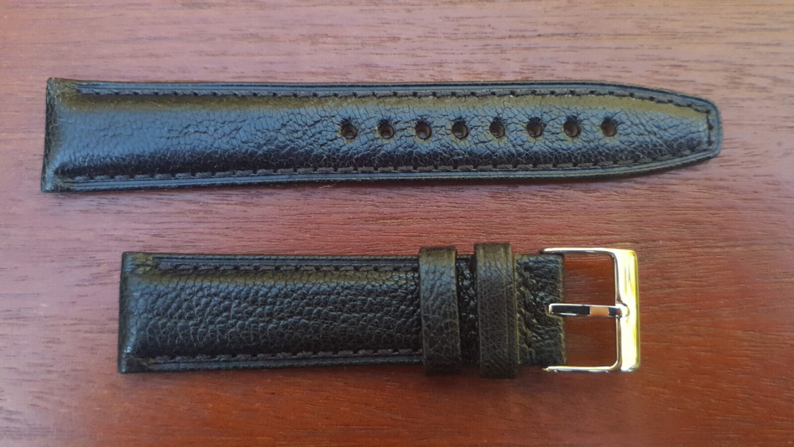 black goat skin leather watch strap