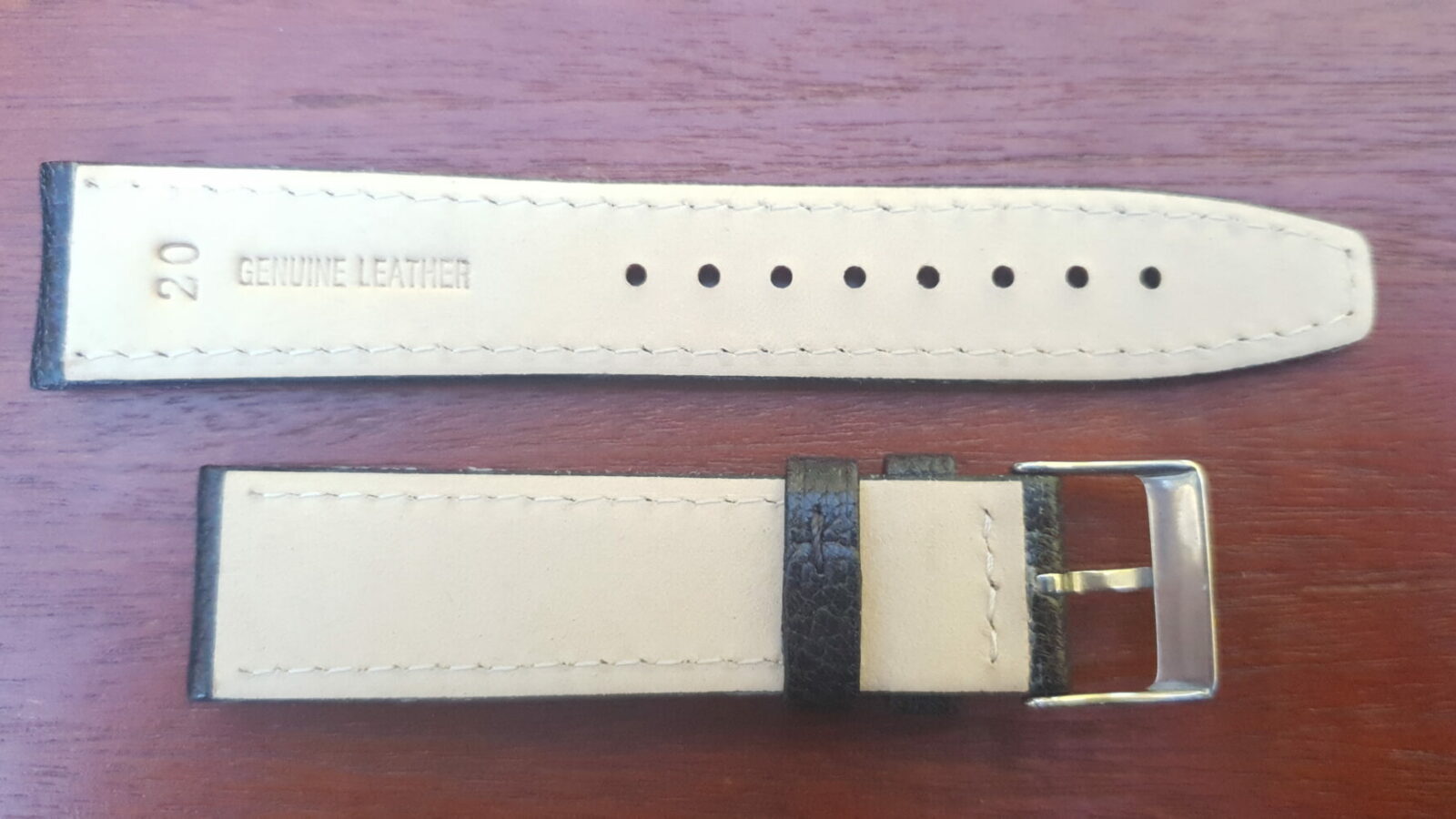 rear of goatskin leather strap