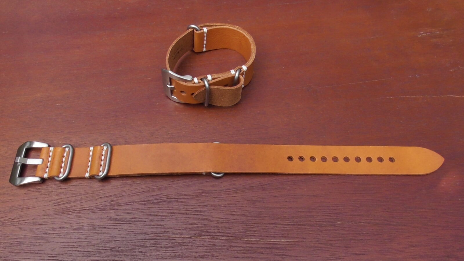tan leather nato watch band