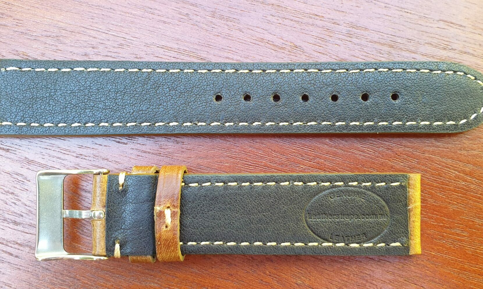 rear gf glenview leather strap showing branding