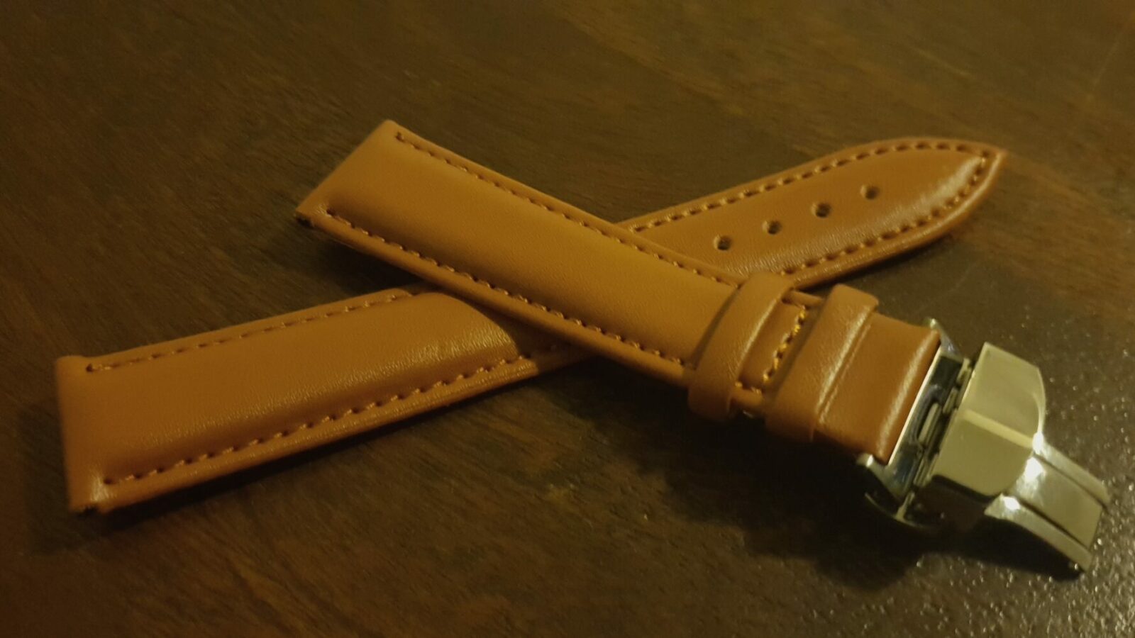 warana au tan leather watch strap with deployant clasp