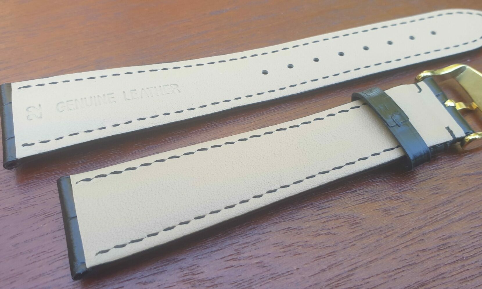rear of extra long leather strap