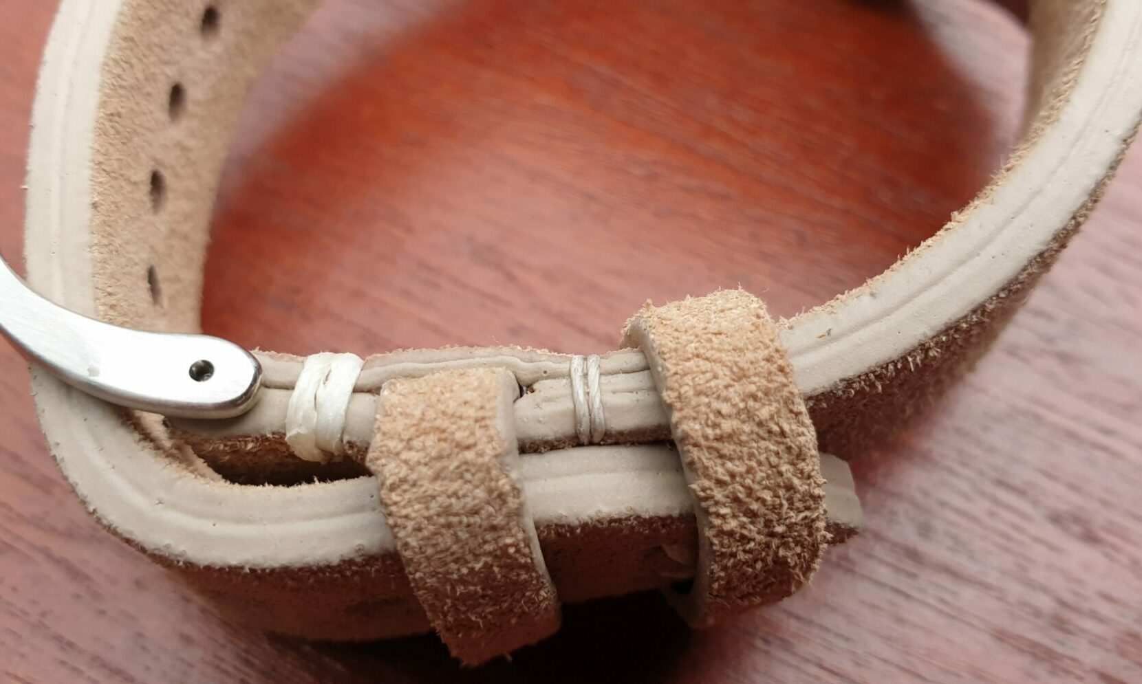 suede leather watch strap closeup