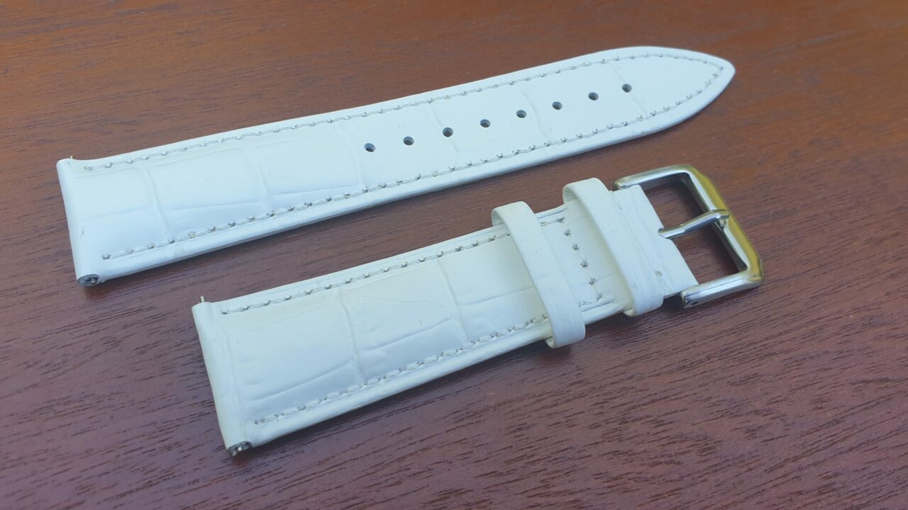 white leather watch band