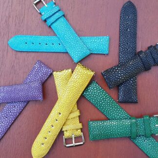 stingray leather watch strap colours black green gold turquoise purple