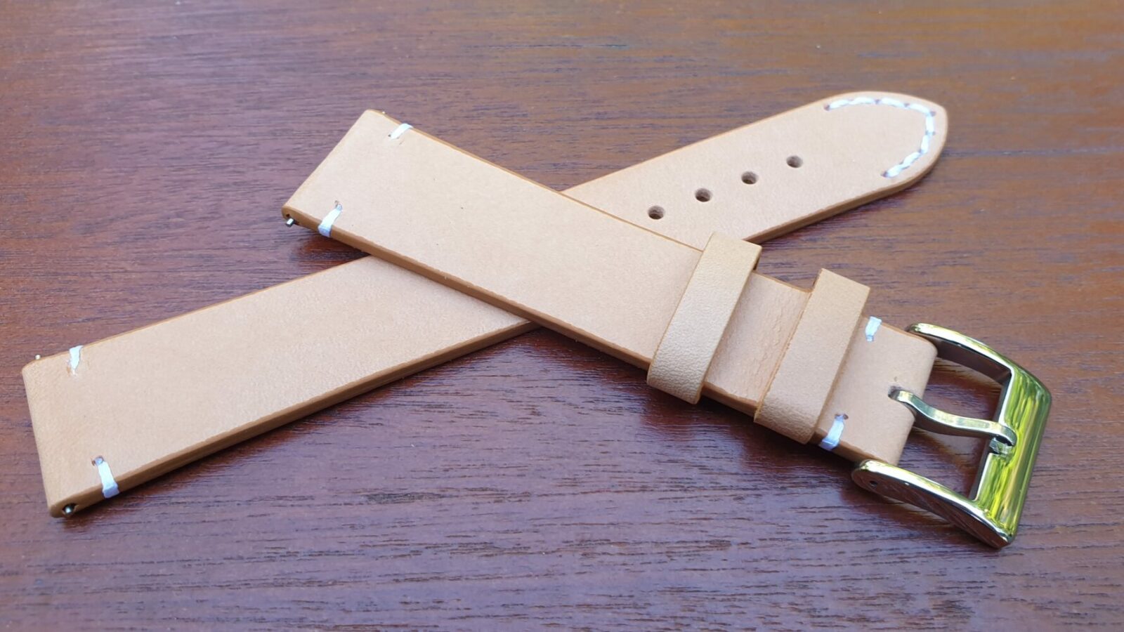 beige leather watch band