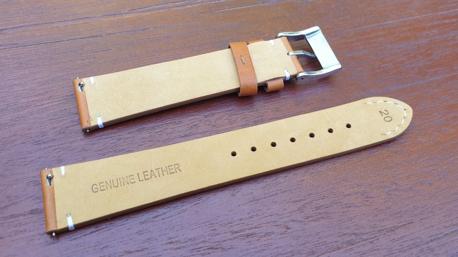 Kilcoy Tan leather watch band rear showing quick release spring pins