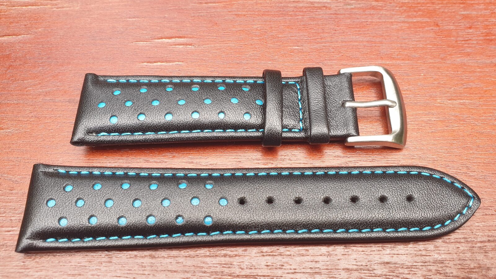 blue hole leather watch band