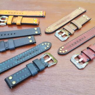pilot rivet leather vintage style watch straps all colours