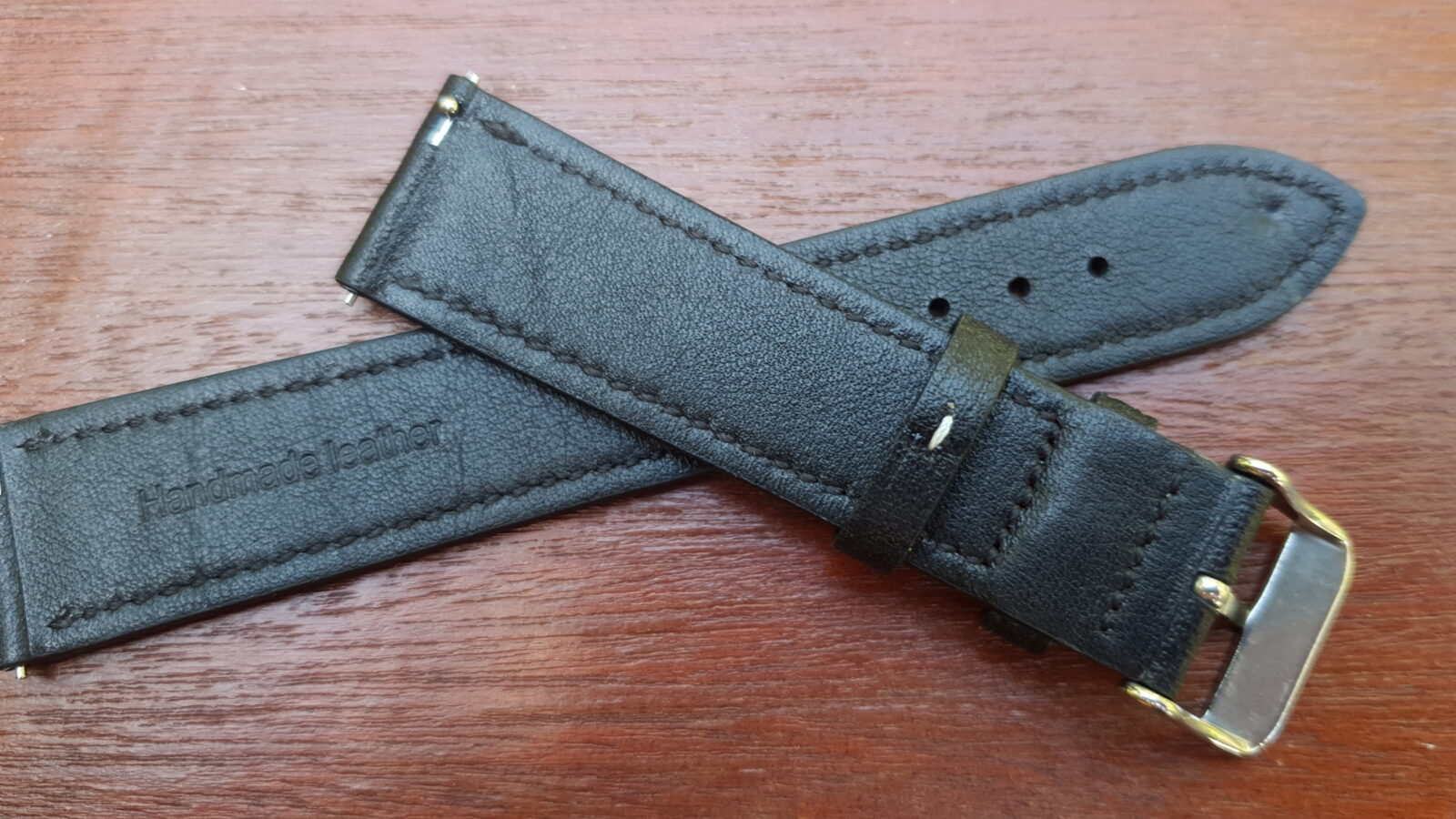 rear of Soft Calf Leather Black watch band